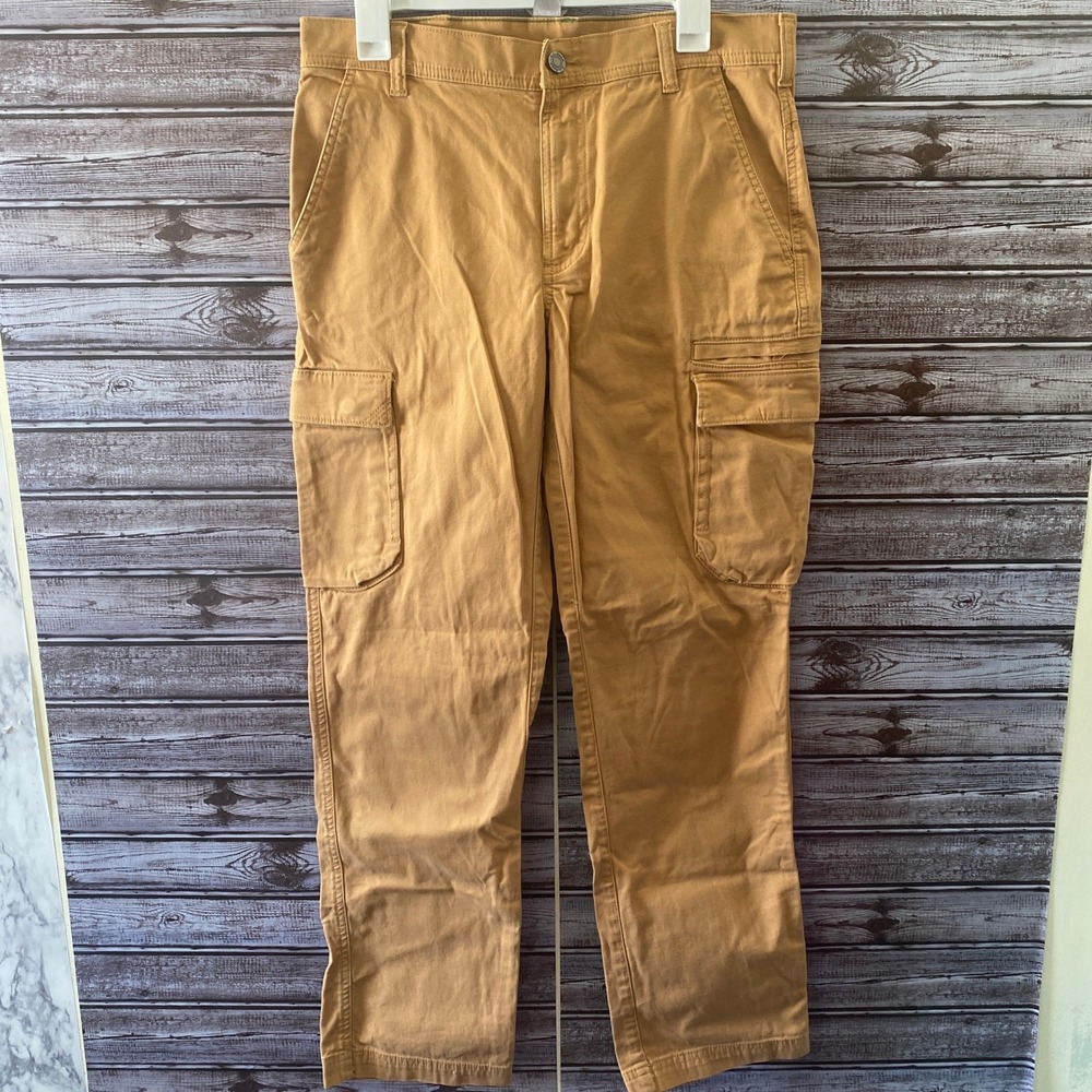 LL Bean Men's BeanFlex Standard Fit Cargo‎ Pants Size 32 x 32 Tan Pockets Logo
